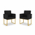 Kit 02 Poltronas Cadeira sala Decorativa- Base Ferro Dourado