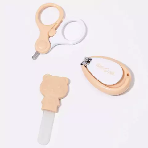 KIT DE CUIDADOS PARA O BEBE COM 3 PECAS NUDE