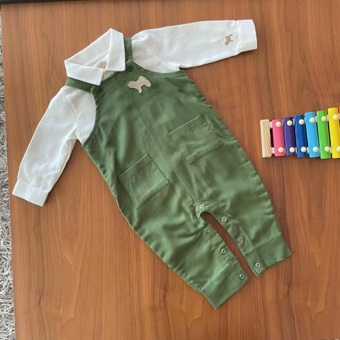 Jardineira Longa com body polo social - João Pedro - comprar online