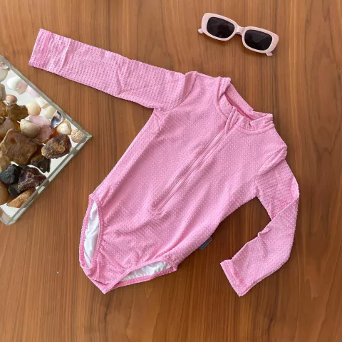 Body praia lycra toddler proteção uv50+ - Rosa