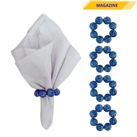 Kit 4 Argolas de Guardanapos Mística do Oriente Azul - comprar online