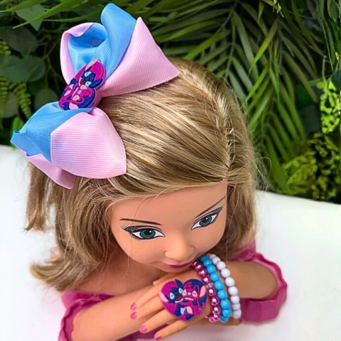 Laço Belli Tematico Stitch e angel + Pulseira Rosa e Azul - comprar online