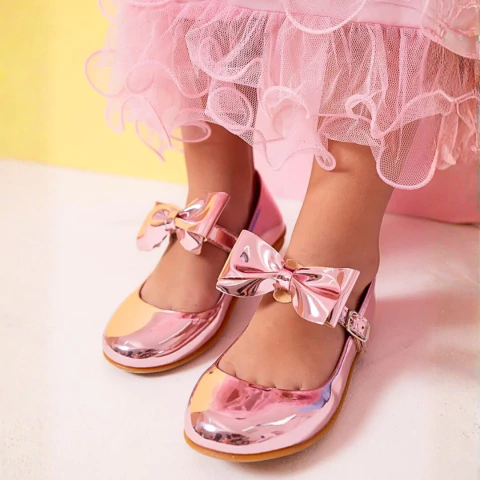 Sapatilha Doce Pe Laço Rosa Metalizado - comprar online