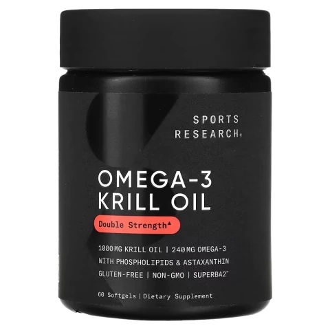 Sports Research Aceite de kril con omega-3, 1000 mg, 60 cápsulas blandas