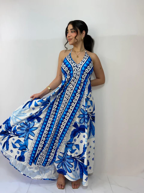 VESTIDO INDIANO - jardim blue - comprar online