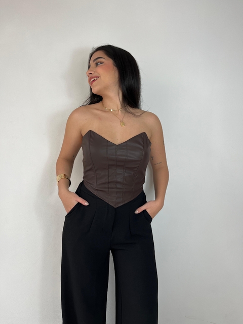 CORSET COURO - Marrom
