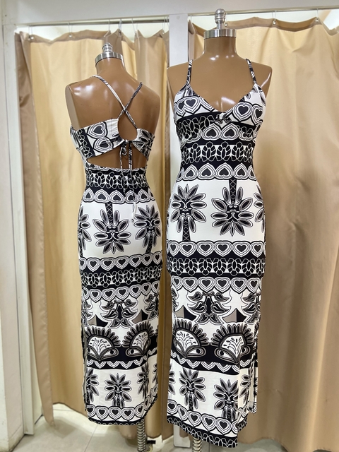 VESTIDO MIDI LARISSA - estampa P&B