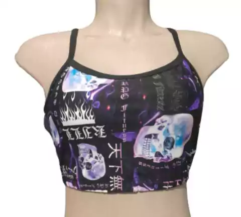 Top Alça Poliamida Caveira Toquio