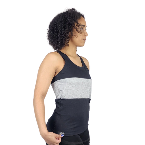 Regata Preta Feminina Com Faixa Central - comprar online