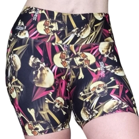 Shorts Poliamida Digital Crânios Pink