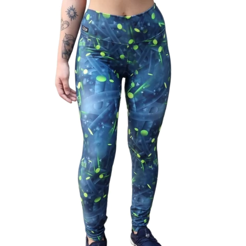 Legging Poliamida Geométrica Verde