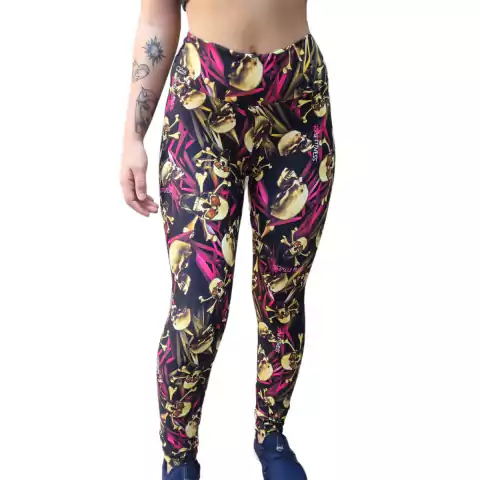Legging Poliamida Crânios Pink