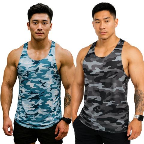 Kit 2 Regatas Cavadas Camufladas