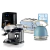 Cafetera Xpress con molinillo Moderna Blanca + Airfryer 4L Negra + Tostadora Vintage Celeste 4 panes + Pava Vintage Celeste