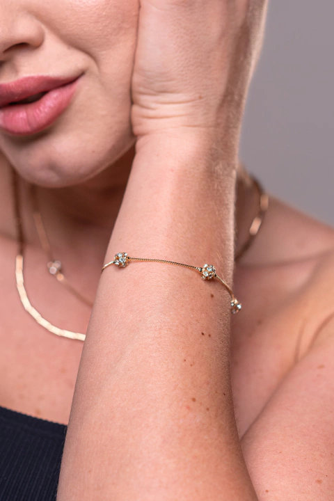 Pulseira 3 bolinhas brilho