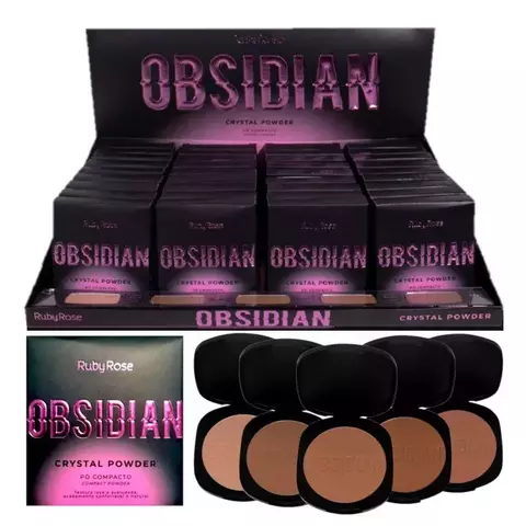 Pó Compacto Crystal Powder Obsidian Grupo 02 Ruby Rose - 36 Unidades - HB-1800/G2