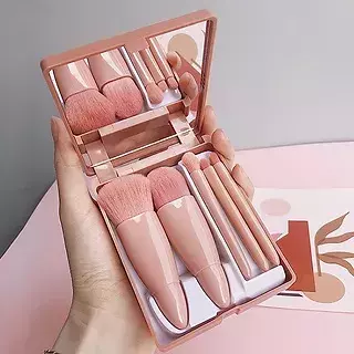 Kit com 5 Pincéis Para Maquiagem Com Espelho Super Sofisticado