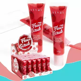 Esfoliante Labial Fruit Scrub de Morango Vivai - 48 Unidades - 3105.1.1
