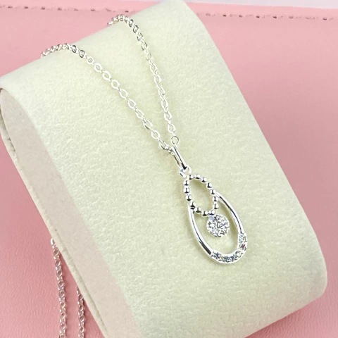 Collar con Dije dos oval zirconia cristal - comprar online