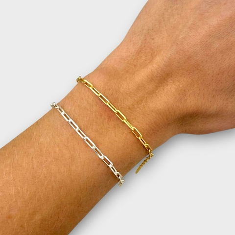 Pulseira elo cadeado estendido fino