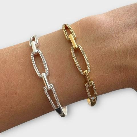 BRACELETE ELO FINO CRAVEJADO