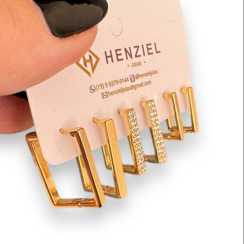 TRIO ARGOLINHA QUADRADA CRAVEJADA