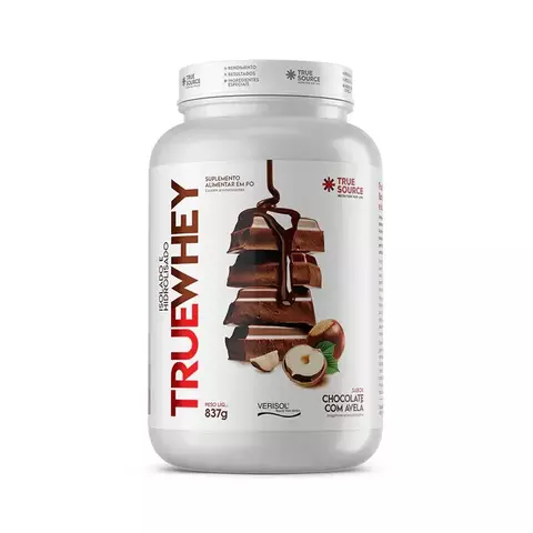 Whey Isolado e Hidrolisado sabor Chocolate com Avelã True Source 837g - comprar online