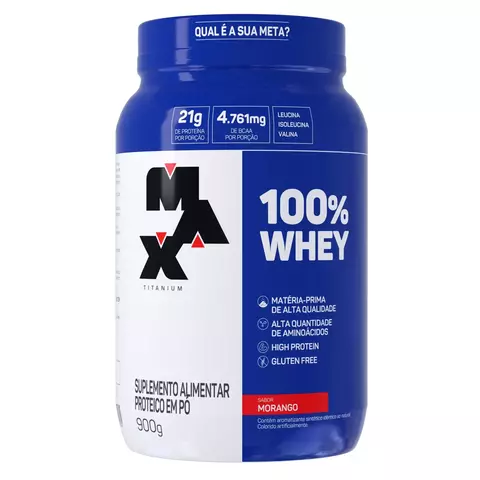 Whey Protein Concentrado Max Titanium sabor Morango 900g - comprar online