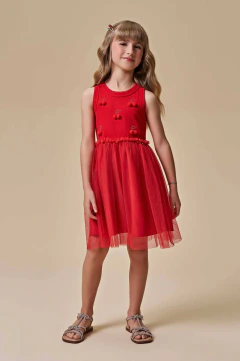 Vestido em Canelado Liz e Tule com Elastano Infanti