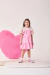 Conjunto feminino Bimbi salopete de sarja rosa e blusa do Pooh