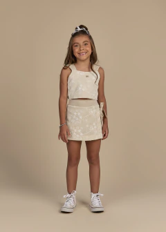 Conjunto feminino Gabriela Aquarela de linho no off white