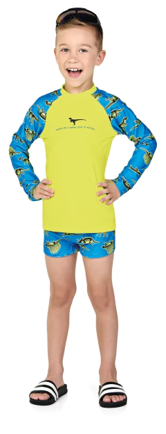Conjunto Infantil Masculino Camiseta e Sunga Amarelo Neon 47104