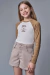 Short Infantil Feminino Sarja com Elastano Off White 89968