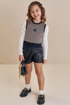 Conjunto Infantil Menina Short Blusa e Colete Preto 3 PÇS 91739