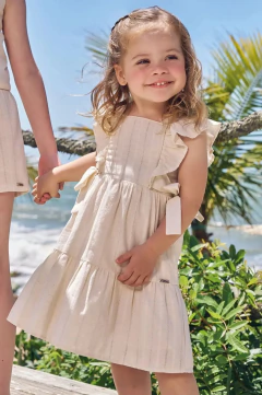 Vestido Infantil em Blend de Linho Bordado