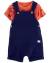 Set 2 piezas enterito y remera manga cortas Naranja palmeras