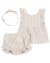 Set 3 piezas remera musculosa,short y vincha rayado pastel