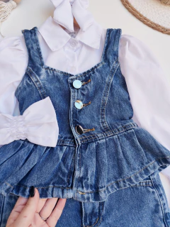 CONJUNTO PEPLUM JEANS PREMIUM - Mini Closet Kids