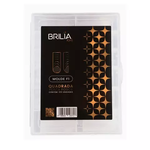MOLDE F1 QUADRADA PONTA FOSCA COM 120UN BRILIA NAILS