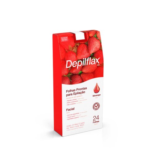 Depilflax Folhas Prontas para depilação Facial Morango 24 Folhas