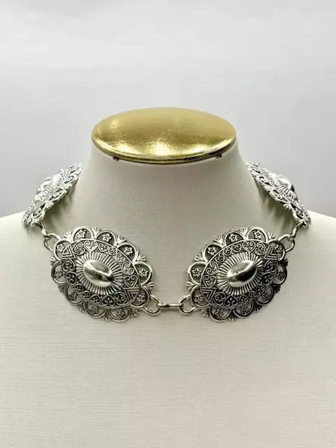 Colar Chocker Oval Metal