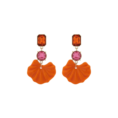 Brinco Concha Com Pedras Resina