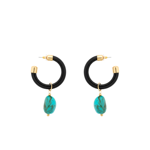 Brinco Argola Pedra Turquesa