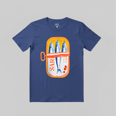 T-shirt Lata de Sardinha Marinho