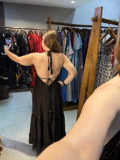 Vestido Seda Longo Gaia Preto - comprar online