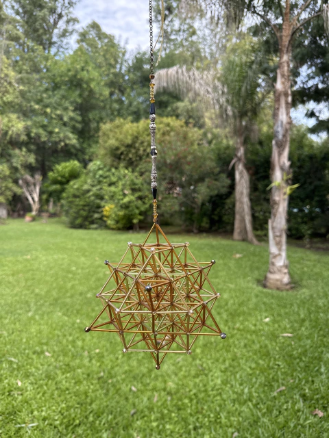 Matriz Tetraedrica - Flor de la Vida - Verde/Cobre/Oro