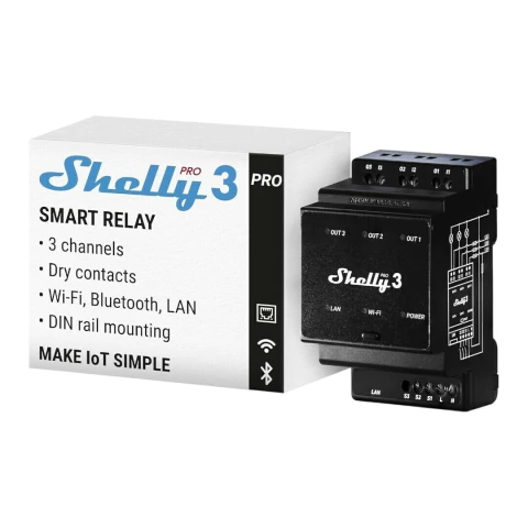 Shelly Pro 3 - Relé - WIFI & Ethernet - Control Profesional para Domótica - comprar online