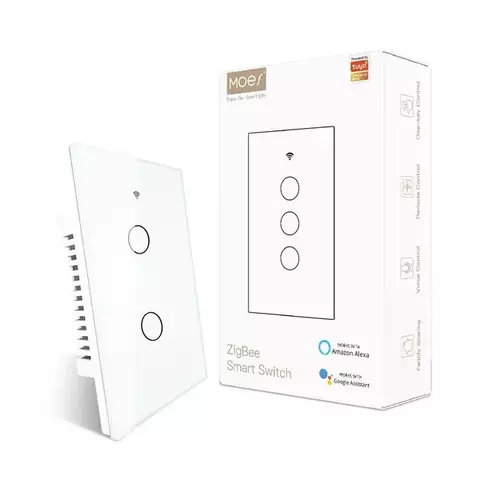 Interruptor Smart Pared Táctil MOES ZigBee 2 Canales 600W 220V - comprar online