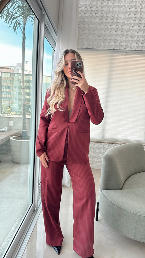 Blazer Alongado Risca Giz - comprar online