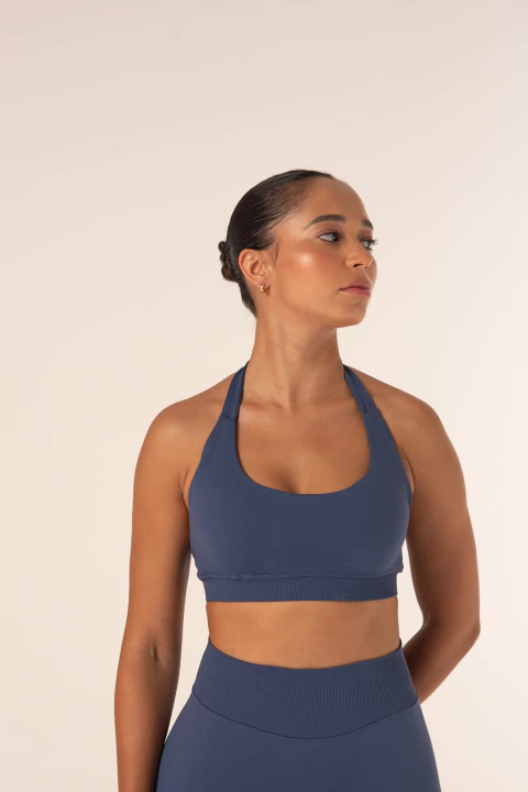Top Halter Azul Seamless Fitness